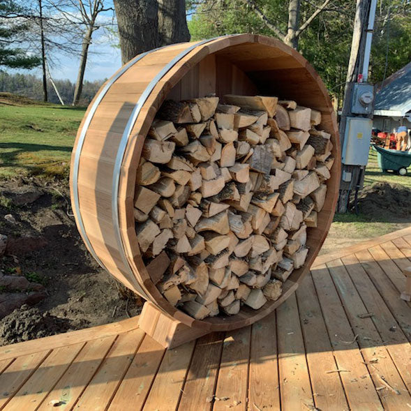 5' Clear Cedar Firewood Storage Barrel