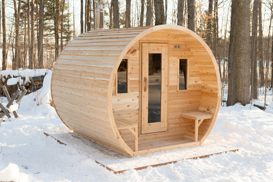 Canadian Timber Elation Barrel Sauna – Eastern White Cedar | LeisureCraft CTC2424