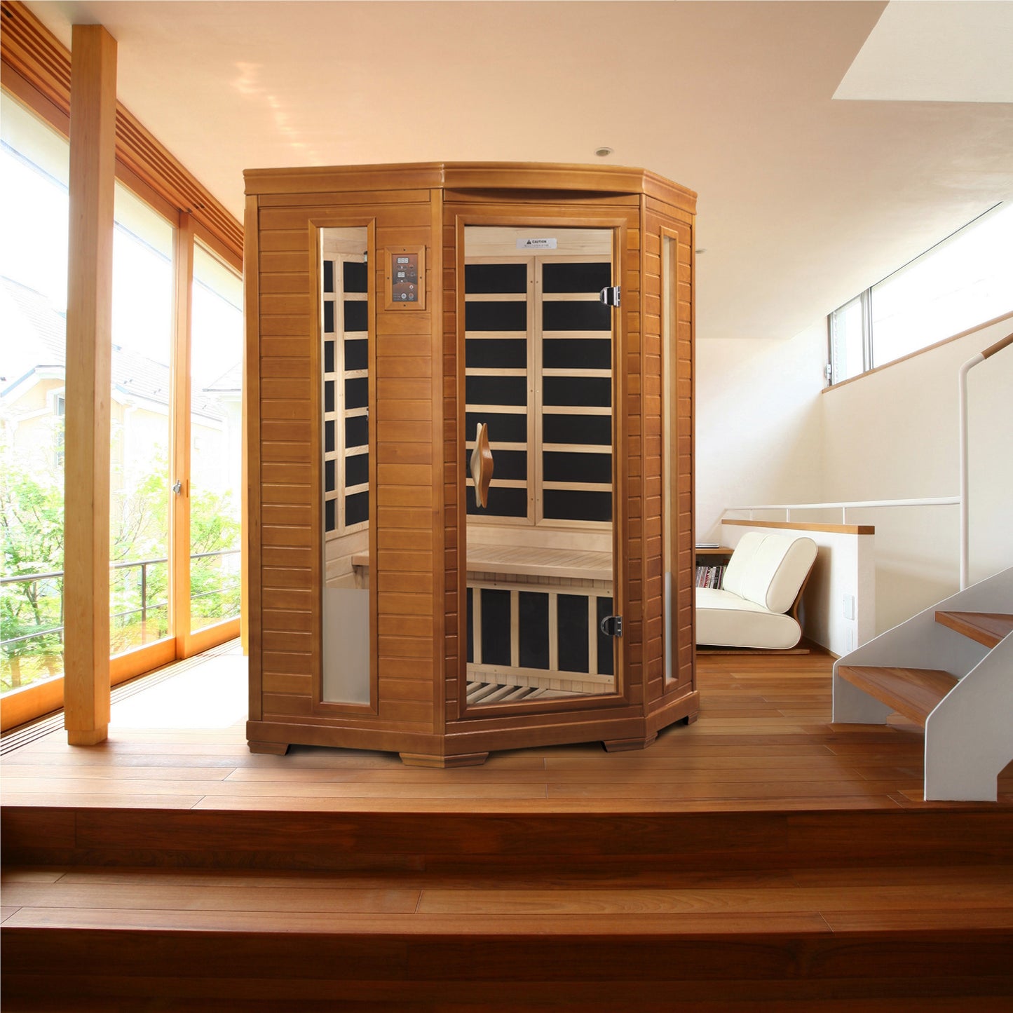 Dynamic “Heming” 2 Person Corner Low EMF FAR Infrared Sauna (DYN-6225-02)