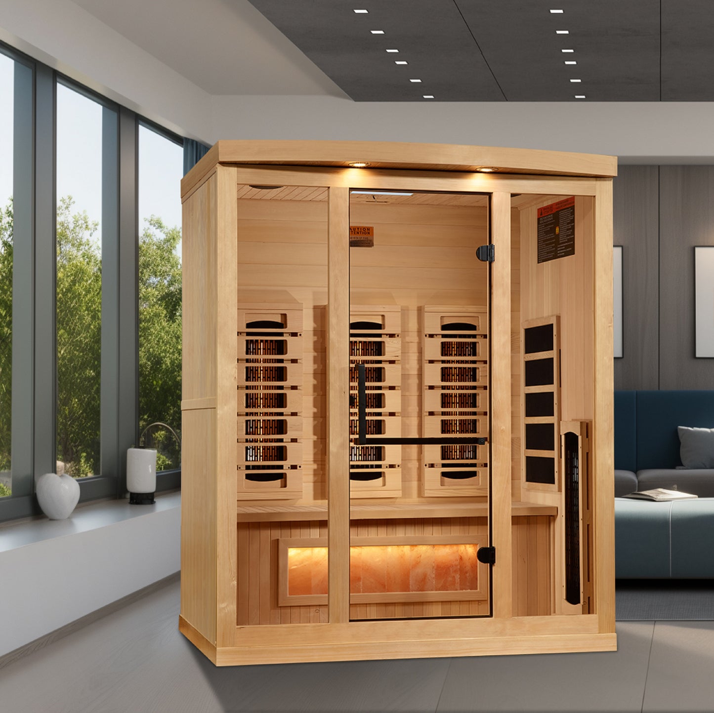 3 Person Full Spectrum Infrared Sauna with Himalayan Salt Bar (GID-8030-03)